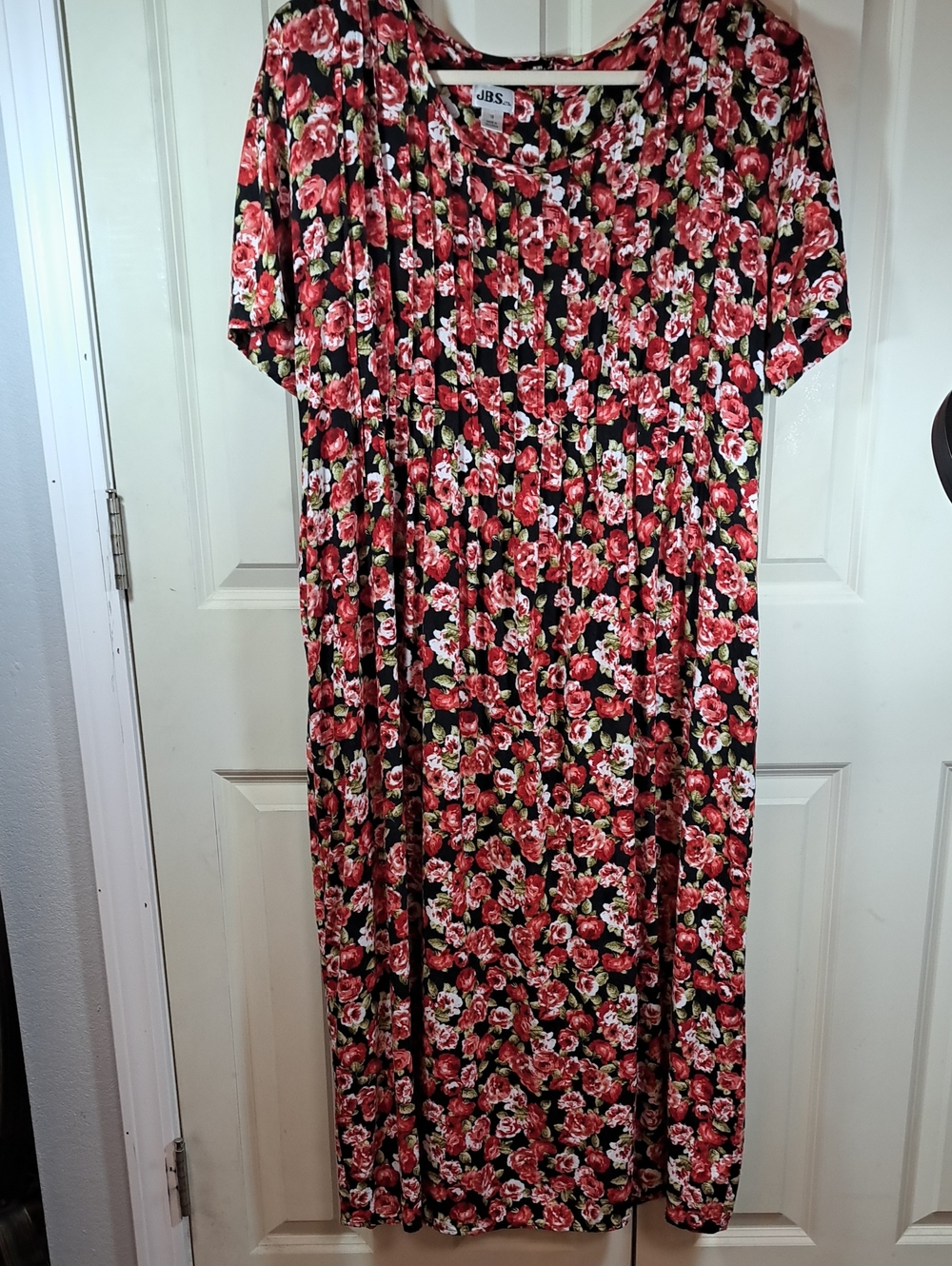 J.B.S. Black Maxi Dress with Red Floral Print